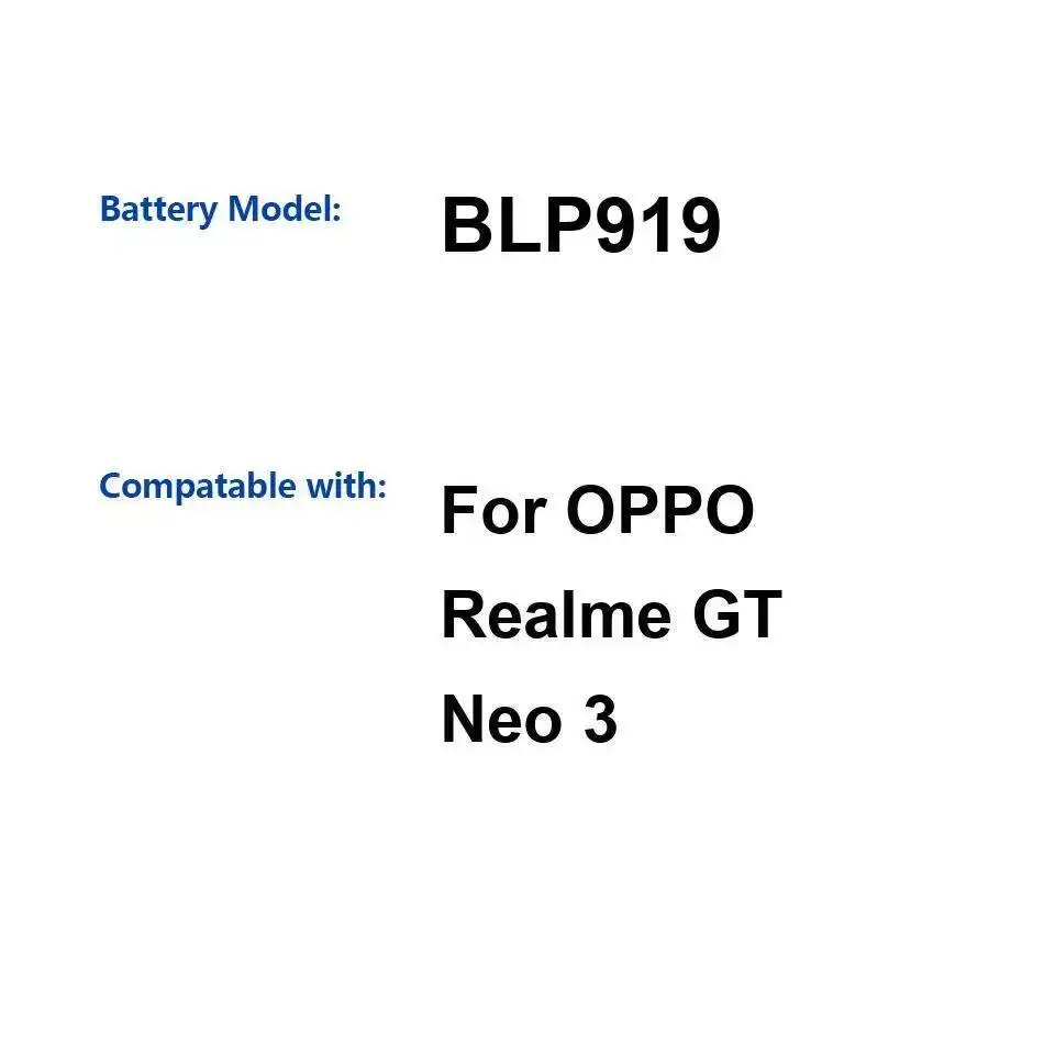 

Для Oppo Realme GT Neo 3 надежный блок питания BLP919 аккумулятор мобильного телефона 2250 мАч