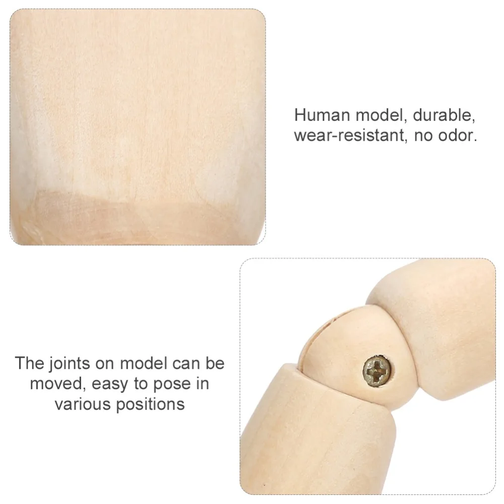 12 Inch Wooden Mannequin Wood Articulated Joints Sketch Human Figure Model Smooth Polished Surface Adjustable Pose