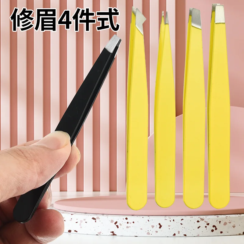 1PC 다채로운 전문 스테인레스 스틸 눈썹 정밀 핀셋 경사 팁 헤어 플러커 눈썹 클립 제거 메이크업 도구