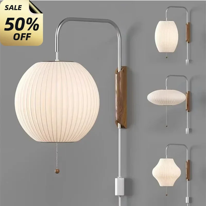 

Japandi Wall Lamp Lighting Hand Woven Silk Light for Living Room Decorative Wall Sconces Bedroom Bedside Light