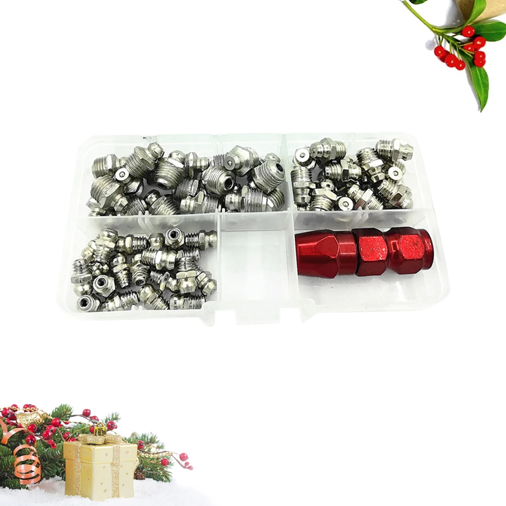 

61pcs M8 M10 Straight Head Grease Fitting Kit Flat Head For Machinery Lubrication Industrial Maintenance Tool Set