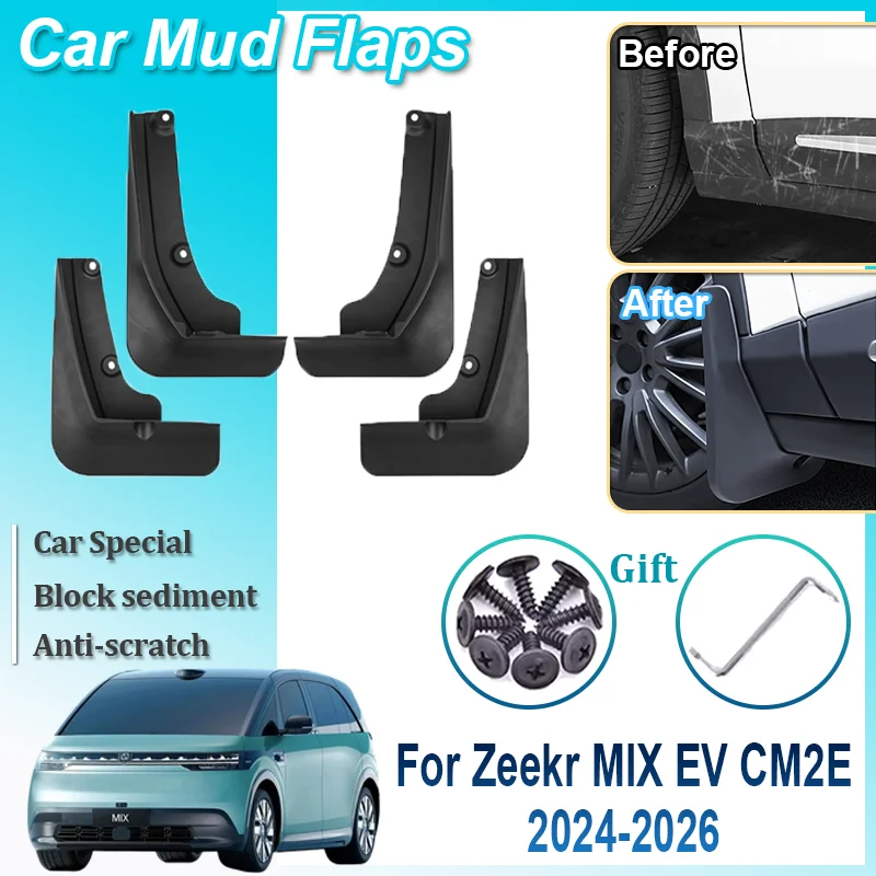 

Auto Accessories For Zeekr MIX EV CM2E 2024 2025 2026 4PCS Car Mudguards Splash-proof Front Rear Fender Wheel Cover MudFlaps