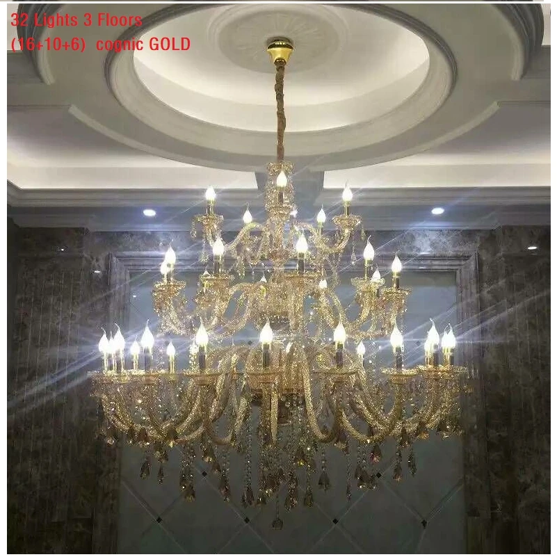 Large Big Crystal Chandelier 24/32/36/40/48/56 Lights 2/3/4 Layers  Villa Hotel Restaurant Shop Salon Candel  Luster