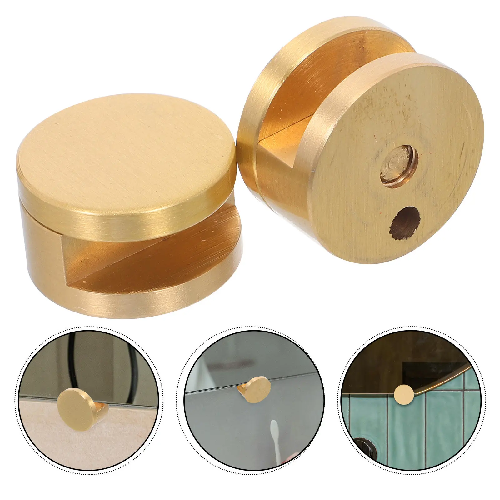 4Pcs Glass Mirror Holder Clamp Brass Copper Material for 5-12Mm Thick Bathroom Shower Glass Panel Wall Mount Secure Fixing