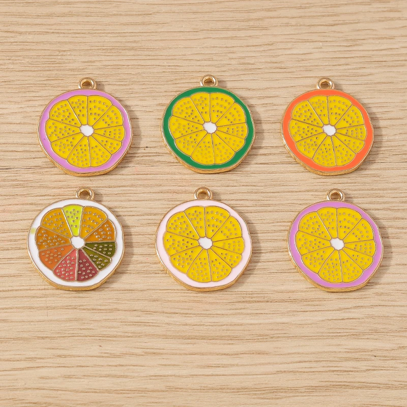 10pcs 20x23mm Cute Enamel Fruit Orange Charms Pendants for Necklace Earrings Bracelets DIY Crafts Jewelry Making Accessories