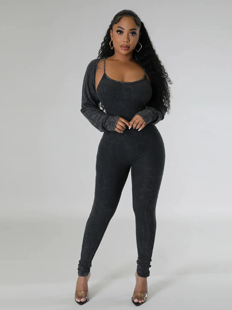 

Sexy 2 Pieces Set Women Outfit Night Club Outfit Lady Strapless Jumpsuit and Short Coat Ribbed Spring Tight Suit Free Shipping