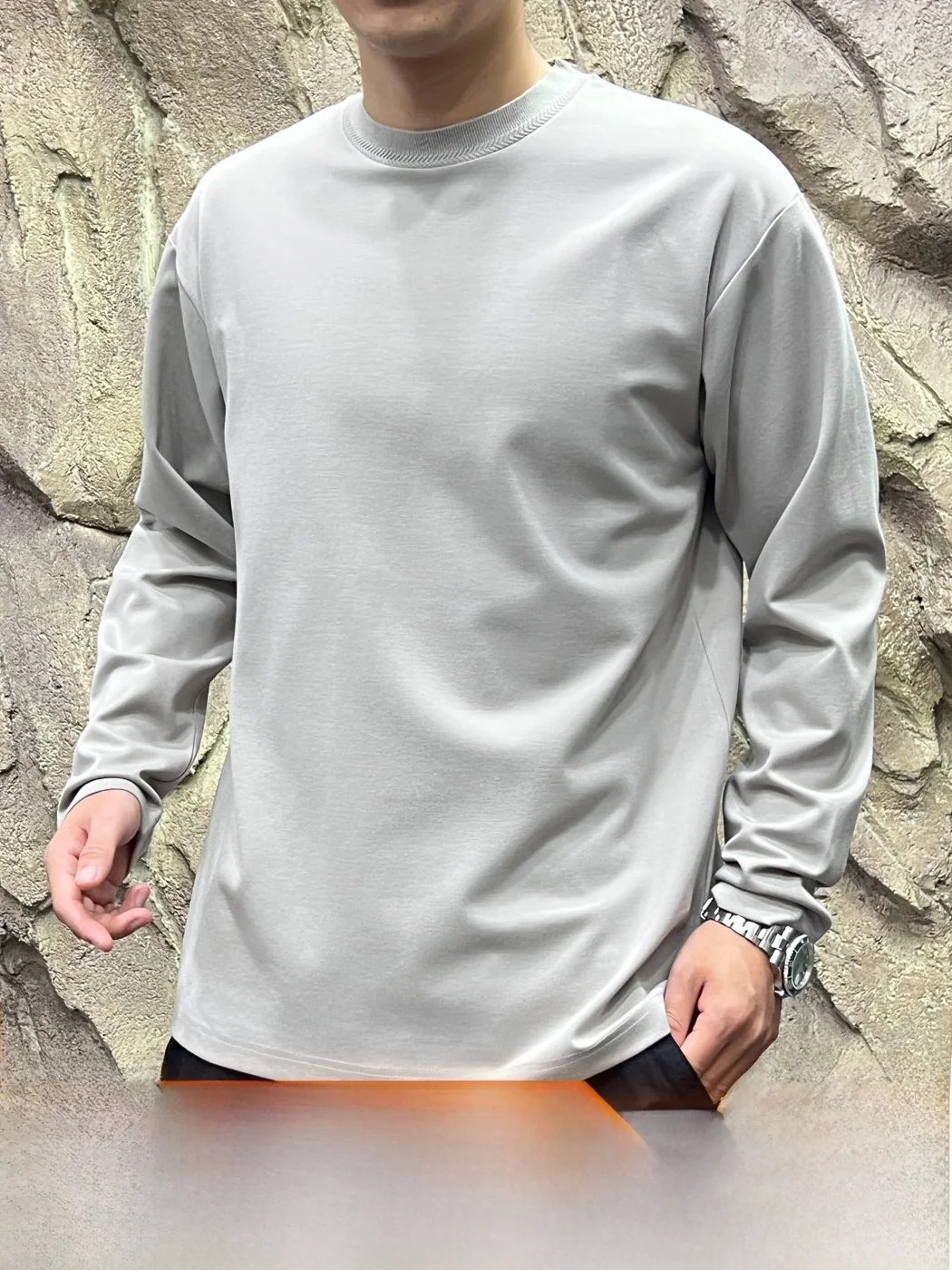 Exquisite Fit! Pineapple Pattern Knitted! Luxury Lightweight Men's Fashionable Elastic Autumn Winter T-Shirt Breathable Comfo...