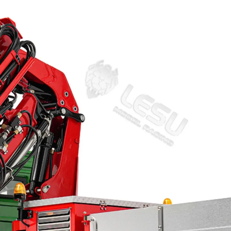 LESU 3363 6X6 Metal 1/14 RC Hydraulic Crane Truck Fly Jib Arm 3Speed Radio Control Lorry 6 Outriggers Axle Diff Lock Vehicle Car