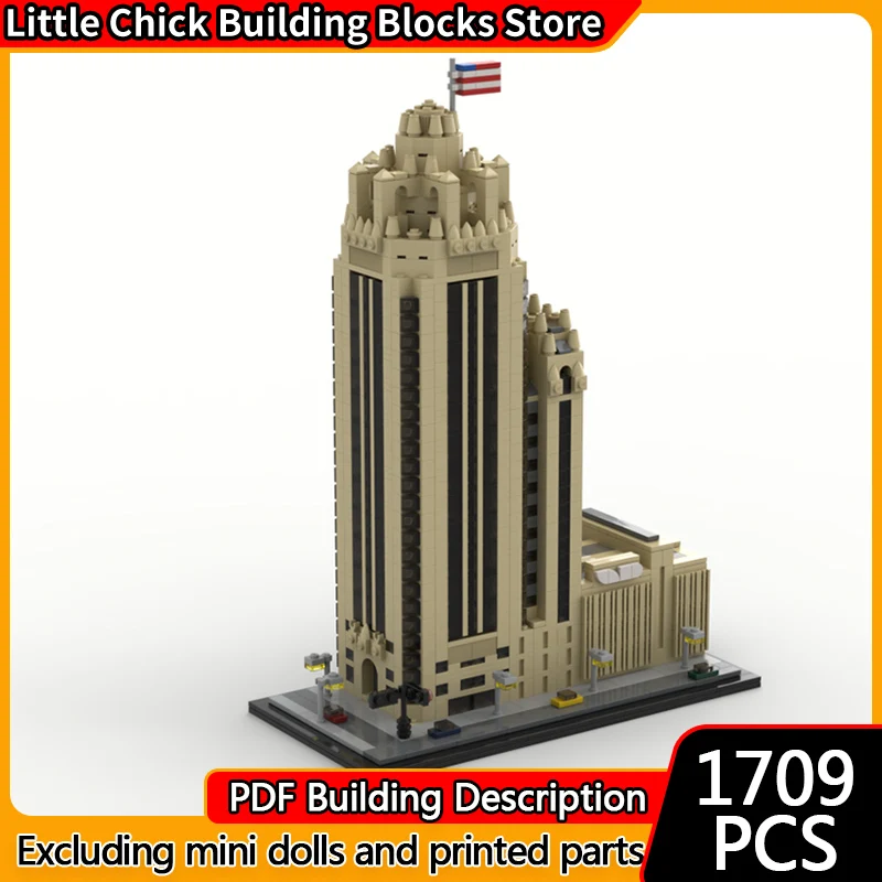 City Street View Modello MOC Mattoni da costruzione Torre grattacielo Tecnologia modulare Regali di festa per bambini Assemblare giocattoli vestito