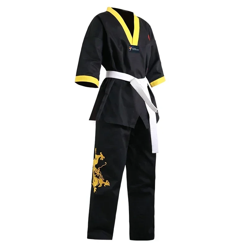 Nero Taekwondo Uniforme Dobok Bambini Maschio Femmina TKD Dobok Cotone Abiti Judo Uniforme Taekwondo Vestiti