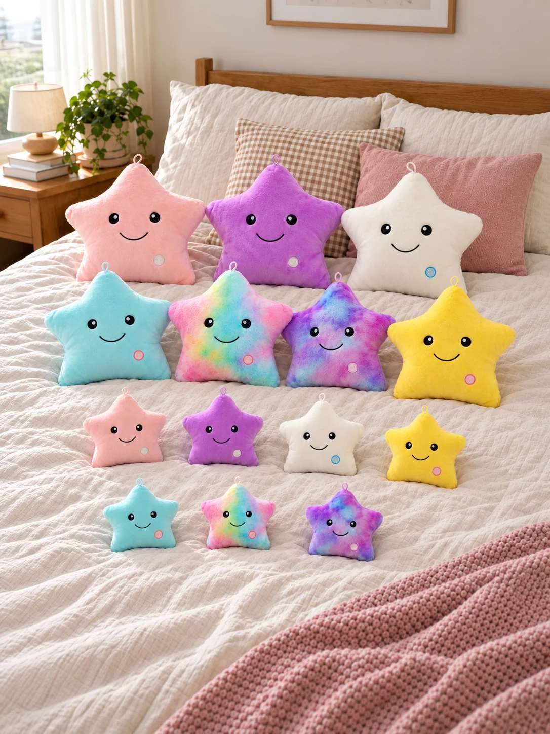 18x20cm 35x40cm Star Shaped Plush Throw Pillow Soft Stuffed Cushion for Bedroom Sofa Chair Home Decor Birthday Gift Kids Adults