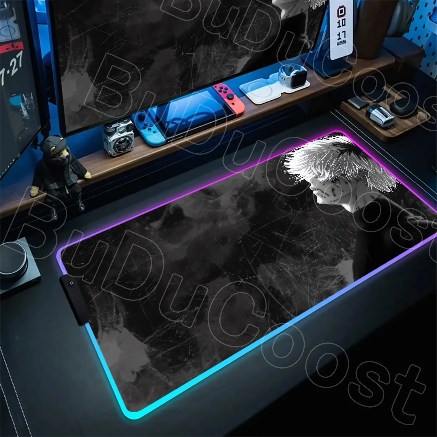 

RGB Mousepad Gaming Accessories Mouse Pad Cool Tokyo Ghoul Mousepad Black White Anime Large Mice Mat Keyboard Desk Mat 900x400mm