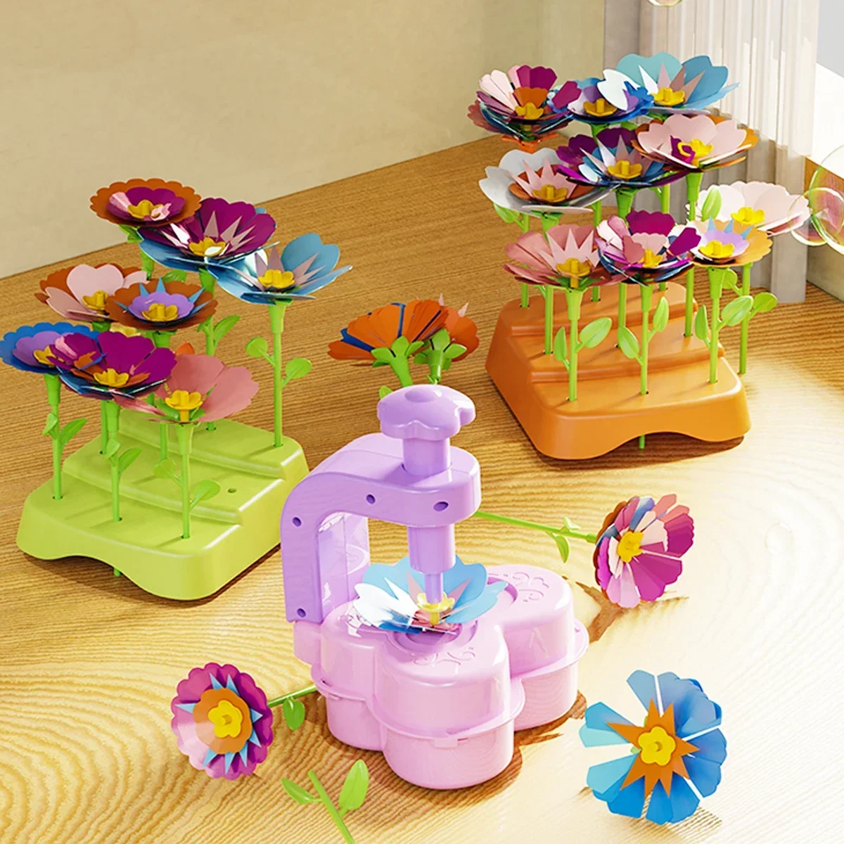 Fabric Flower Bouquets Toys DIY Craft Kits Toys for Kids Handmade Flowers Market Toy Girls Christmas Birthday Gift