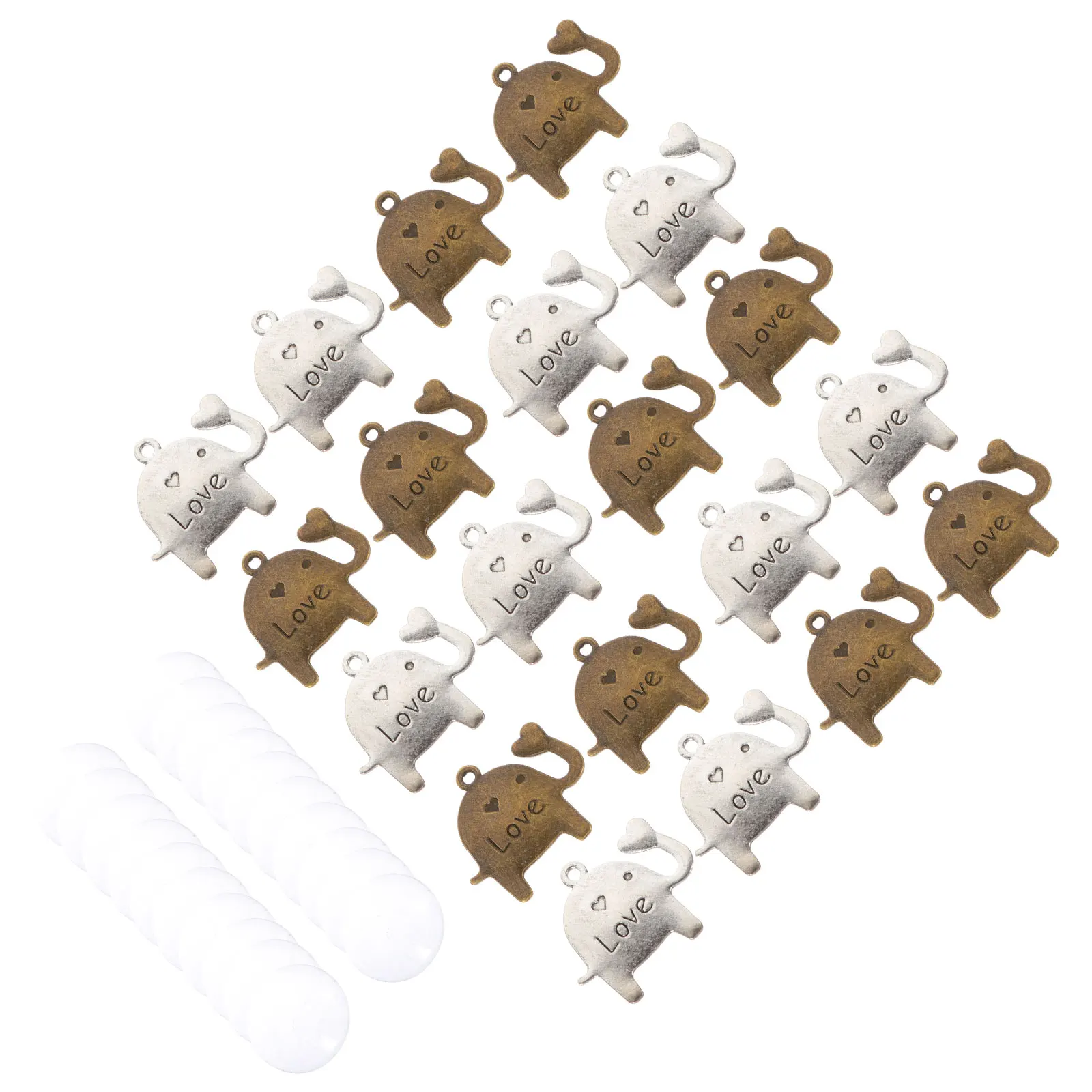 

20 Sets Elephant Photo Pendant Trays Alloy Bezels Metal DIY Gemstone Bases Glass Shape Jewelry Parts Accessories