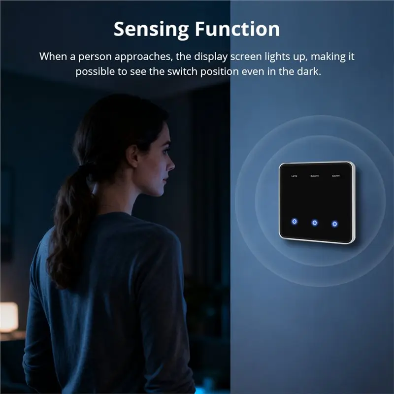 A7THK-Zigbee DIY Name Switch EU All Black Touch Panel Smart Display Screen Light Switch Work With Tuya Smart Life App EU Plug