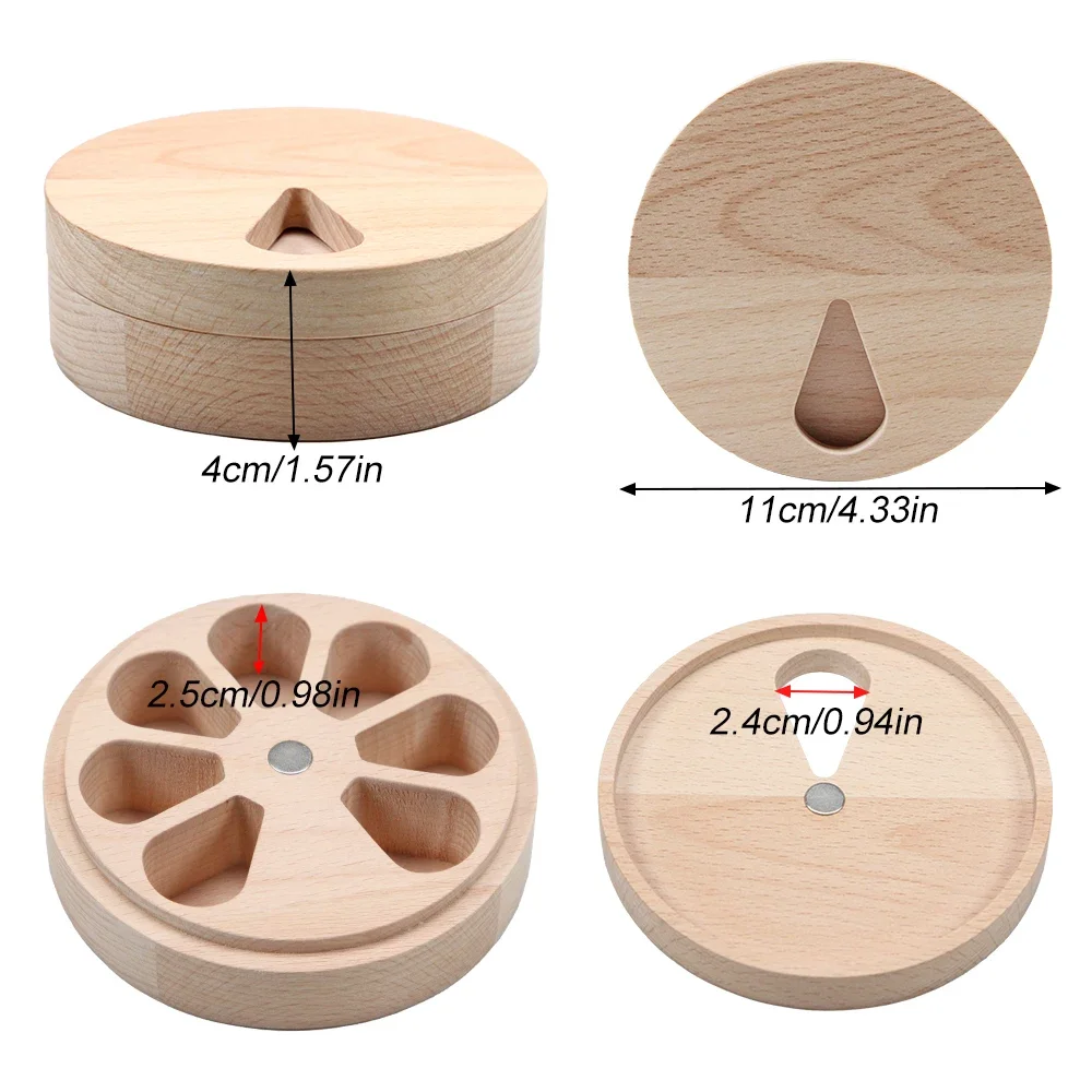 1Pcs Wood Daily Weekly Vitamin Pill Organizer Case Box,Kitchen Salt Spice Cellar Containers,Nail Art Glitters Crystals Organizer