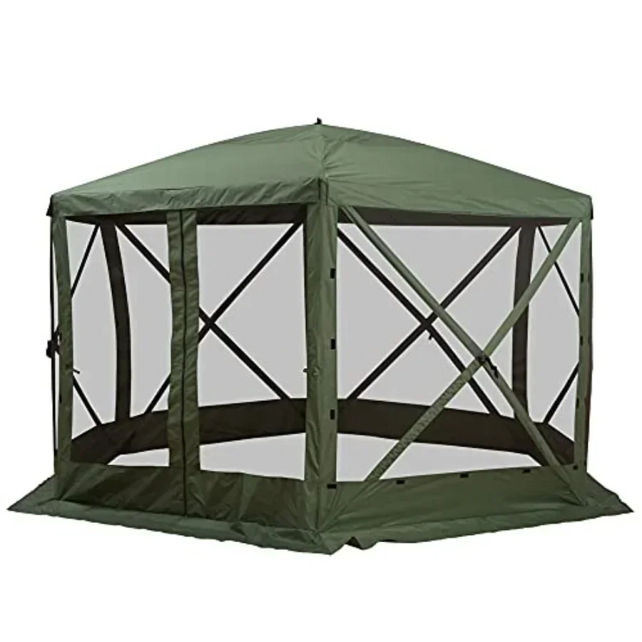 Hexagon Sn House Pop Up Tent Portable Gazebo  Shelter with Mesh Netting Walls Carry Bag and Shaded Interior 12' x 12