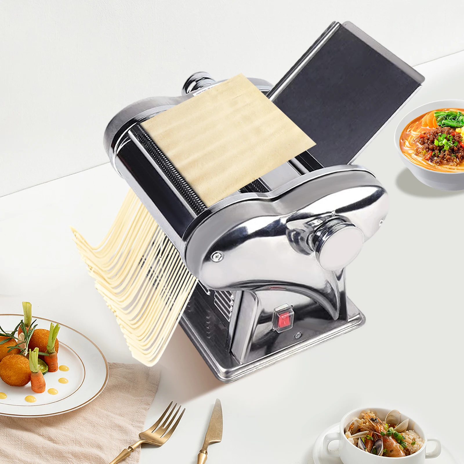 for 135W Powerful Motor Automatic Noodle Machine, Fresh Pasta Dough Roller,410 Stainless Steel Electric Pasta Maker