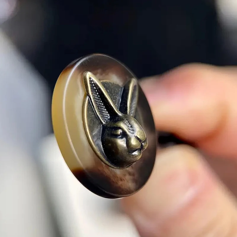 

10pcs 25mm Vintage Copper Rabbit Head Buttons - Decorative Sewing Buttons for Clothing, Hats & Backpacks