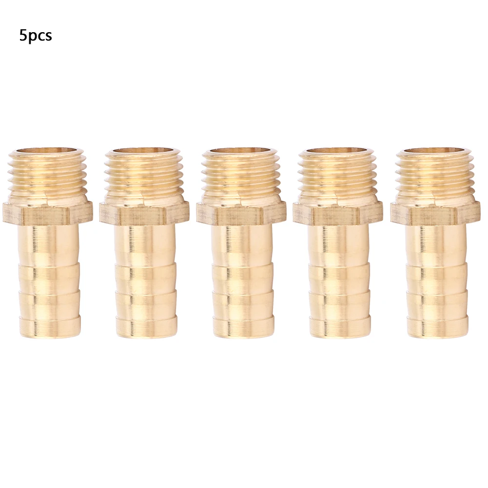 5pcs 10mm Hose Barb Tail Male BSP Connector Brass Fitting Adapter Coupler