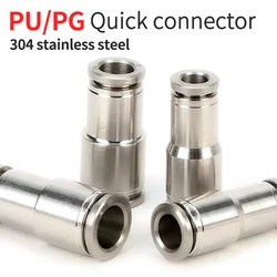 Pneumatic PU/PG Straight Connector 4-12mm OD Air Hose Reducing 8-6mm 304 Stainless Push In Quick Fitting Plumbing