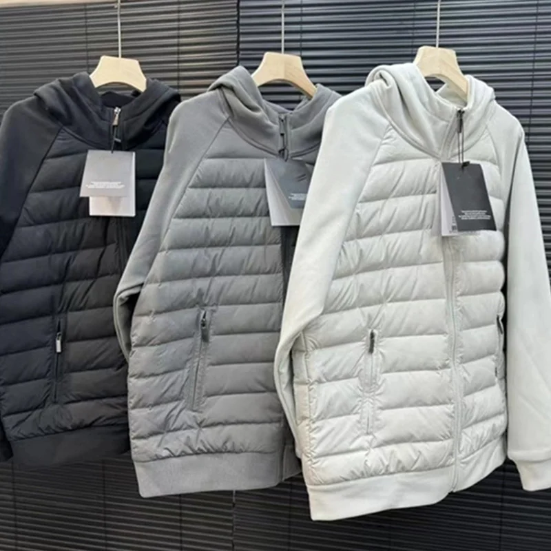 Nueva Chaqueta de Aodón ra y Cómoda con Capucha de Color Puro 2025 para Hombre, Abrigo de Aodón ro, Informal y Ve...
