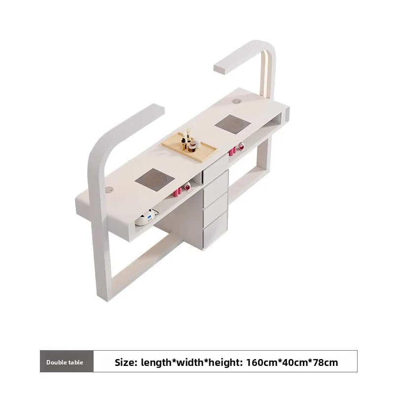 Hot Selling Double Modern Style Nail Salon Furniture Manicure Table Nail Salon Nail Table with Dust Collectornail