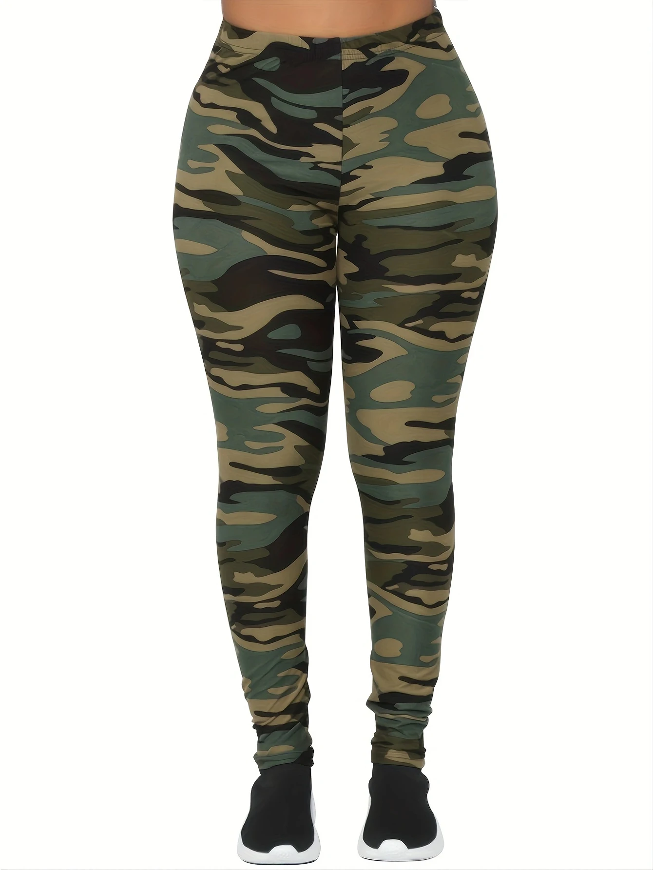 Spring and fall ladies fashion milk silk camouflage printed pants with tight leggings high stretch slim nine-point pants