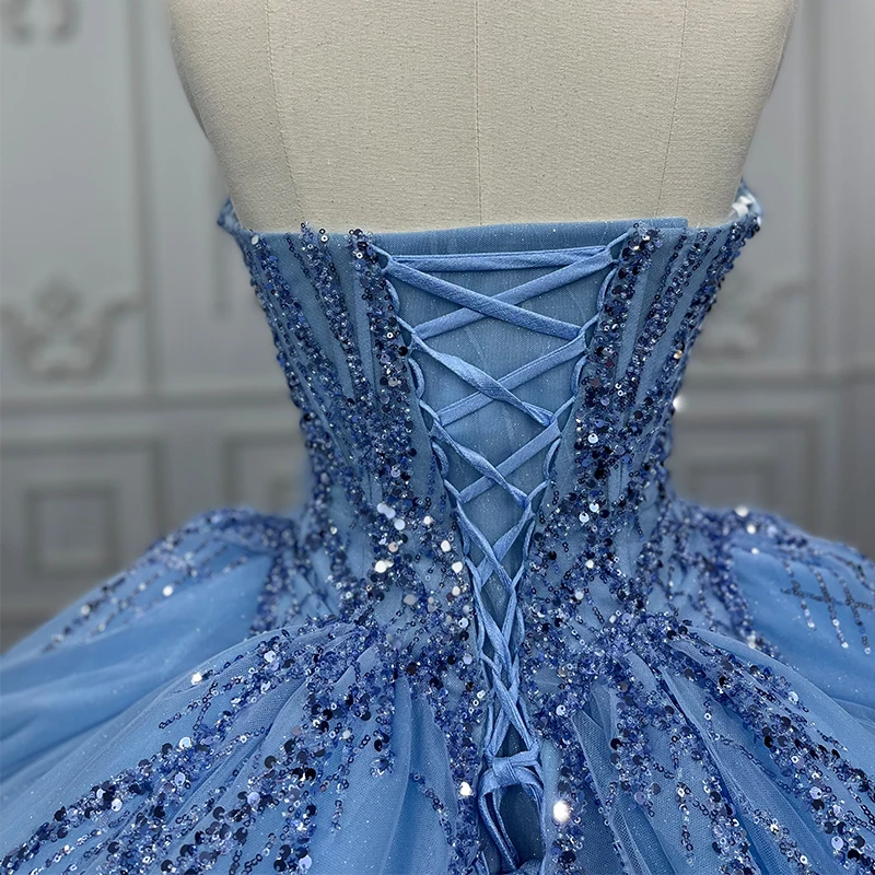 Blue Evening Ball Gown เลื่อม Tulle Quinceanera 2022 Sweetheart Beading DY9917 Vestidos De Quinceañera