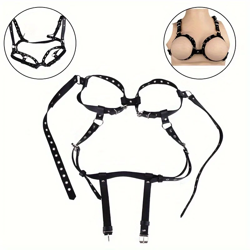 

Faux Leather Chest Harness Belt for Women - Erotic Breast Teaser & Stimulating Massage Toy, Perfect for Couples' Flirting Play