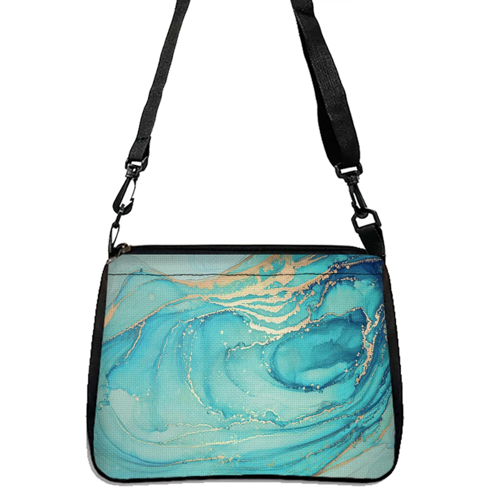 Blue And Blue Watercolor Sfumato Printed Crossbody Bag, Fashionable Shoulder Bag, Double-sided Printed Shoulder Bag  5.21