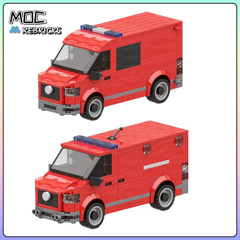 Stadt Serie MOC Feuer Erste Responder Rehab Fahrzeug Baustein Modell Kit DIY Puzzle Montage Display Spielzeug Kind Weihnachten Geschenk