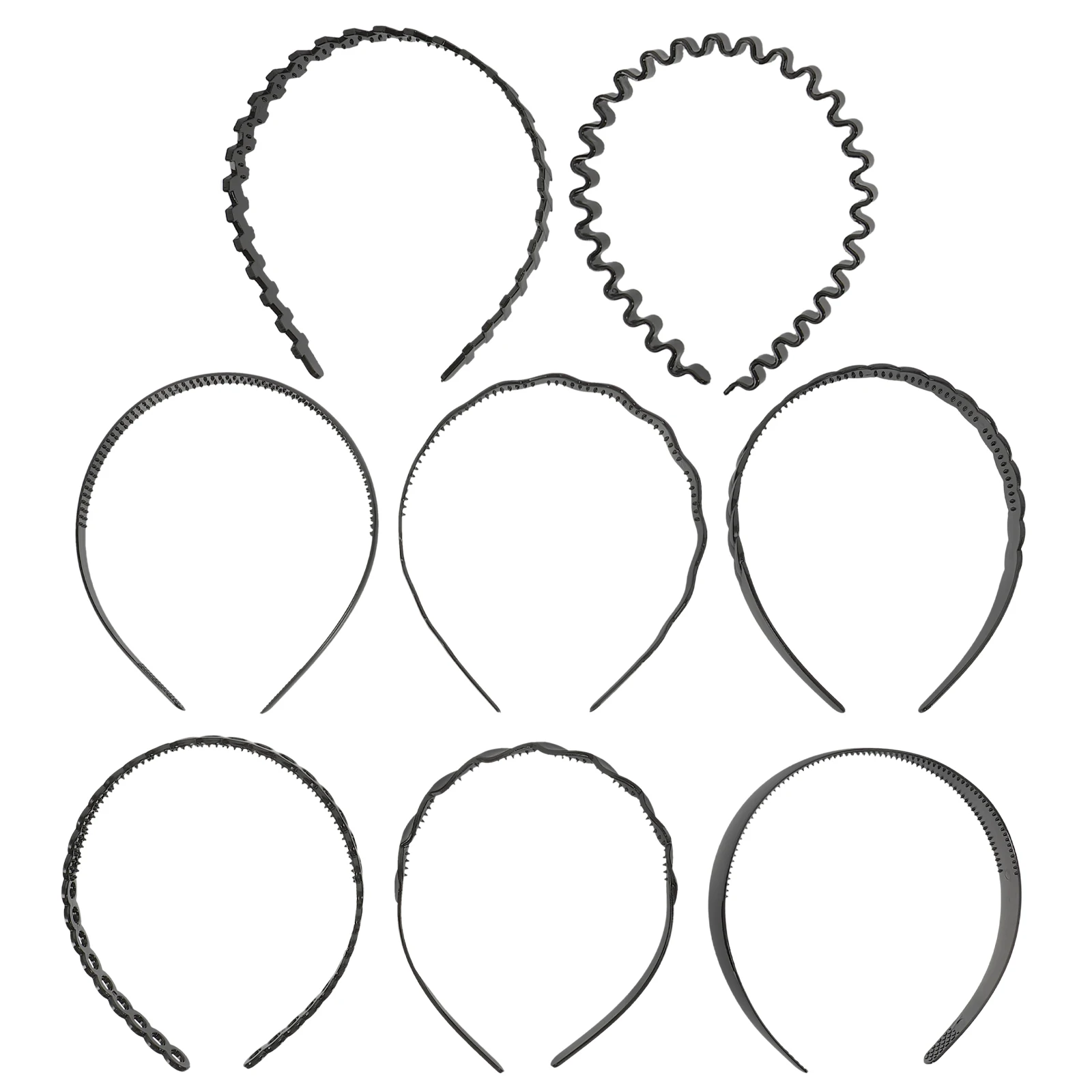 

8Pcs Women Hairbands Black Anti- Teeth Headbands Non-Skid Face Washing Workout Headbands