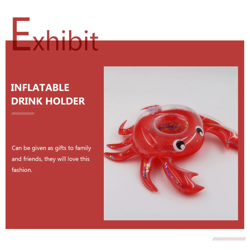 5 قطعة نفخ الترتر كراب حامل الكأس العائم بولي كلوريد الفينيل حامل مشروبات بركة حفلة حمام السباحة المشروبات تعويم شرب يطفو #5