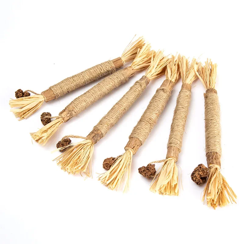 Natural Raffia Cat Snacks Sticks Cleaning Tooth Actinidia Silvervine Amusing Kitten Chewing Toys Gifts For Your Beloved Pets