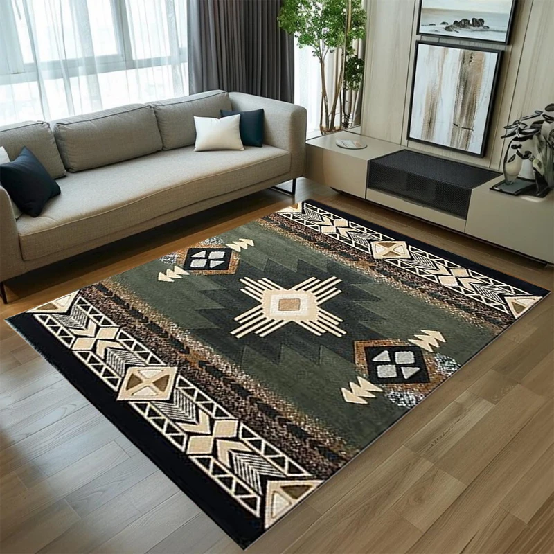 Southwestern Tribal Geometric Carpet Navajo Aztec Pattern Home Decor Mat Non Slip Floor Rug Living Room Area Rug Washable