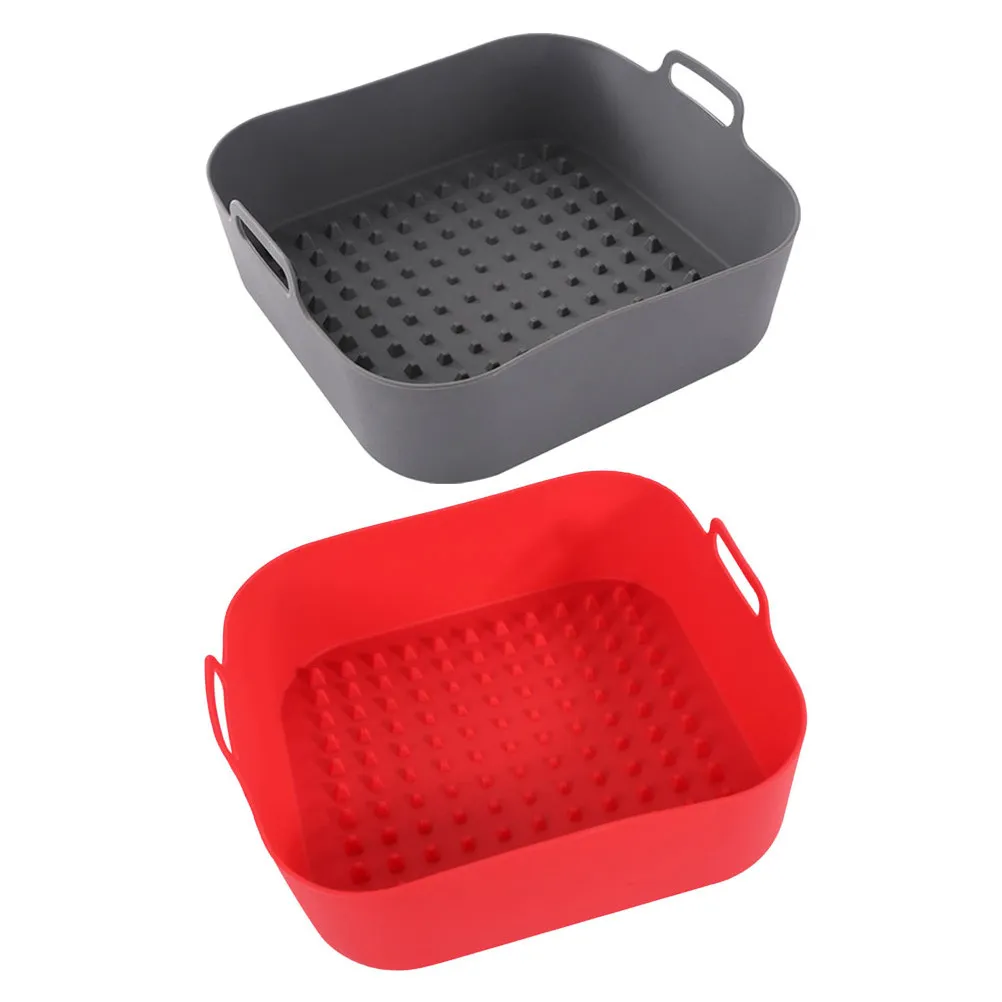 2Pcs Silicone Air Fryer Baking Tray Reusable Square Liners for 5L and Above Air Fryers Nonstick Food Release Dishwasher Safe