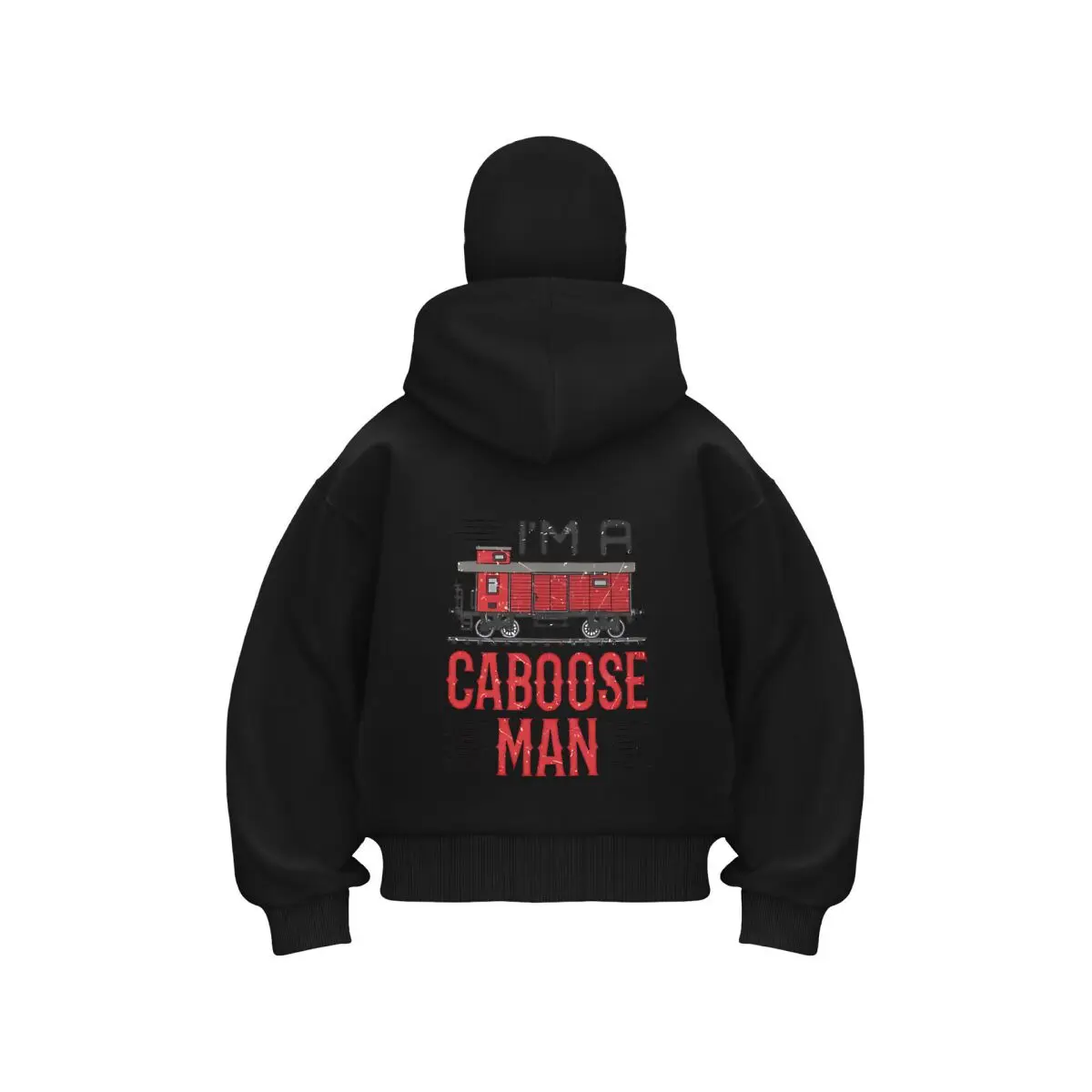 I'm A Caboose Man Retro themed humor text art Balaclava Zip Hoodie Warm Outdoor Men's Winter Casual Sweatshirt