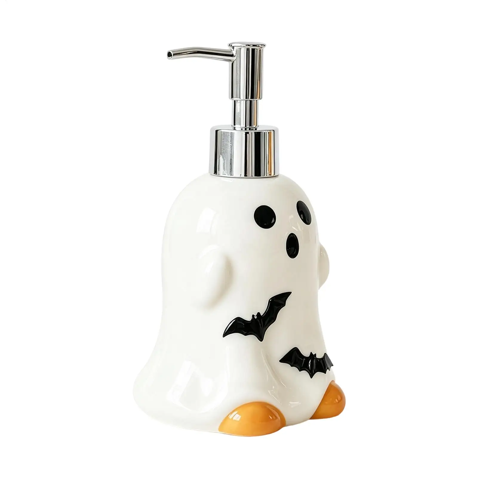 Soap Dispenser Refillable Ceramic Pump Shampoo Bottle With Ghost Design 280ml Handwash Dispenser For Sink Shower Bath Countertop