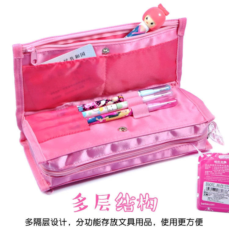 Barbie Pencil Cases Two Layers Pencil Box Pen Holder Kid Large Capacity Pencil Bags School Supplies Children Zipper Stationery