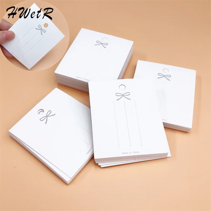 

50PCS/set 6 * 7cm/6.5 * 10.5cm White Hairpin Card Trinket Bow Display Cards Cardboard Earrings Necklace Packing Paper