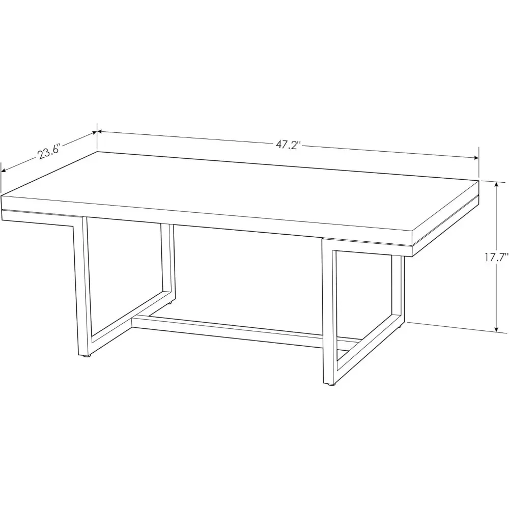 Möbel Moderner Couchtisch, glänzend weiße Lackplatte, Sockel aus poliertem Edelstahl, B 47,2" x T 23,6" x H 17,7", Weiß