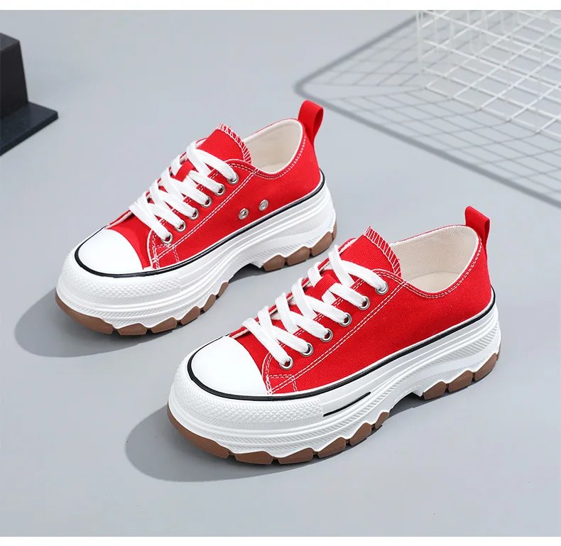 Klassieke Canvas Schoenen Dames Lente En Herfst Nieuw Ontwerp Veelzijdige Schoenen Dikke Bodem Verhogen Studenten Sneakers