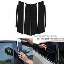 6PCS Polished Pillar Posts For Peugeot 408 2010-2013 Auto Window Trim Cover BC Column Sticker Exterior Tuning Accessoire Voiture