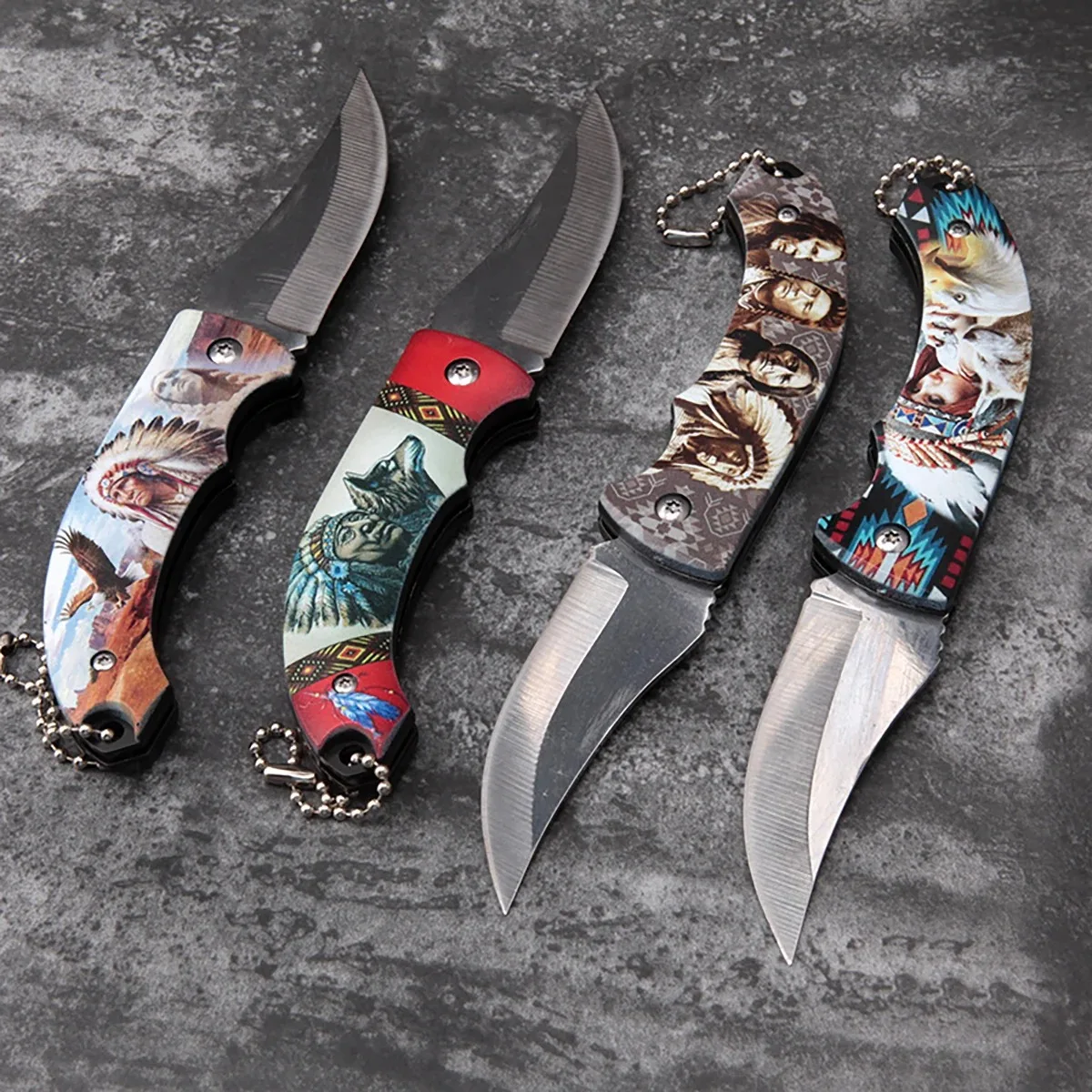 ABS Handle Portable Camping Folding Knife with High Hardness, Fine Steel, Colored Drawing, Multi functional Outdoor Knife