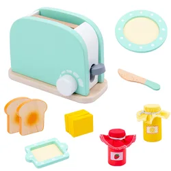 Wooden Toys Kitchen Pretend Play House Toy Wooden Simulation Toaster Machine Coffee Machine Food Mixer Kids Early Education Gift