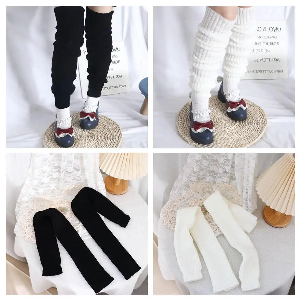

Warm Winter JK Uniform Female Girl Wool Knitted Foot Cover Lolita Arm Sleeves Over Knee Socks Women Leg Warmers