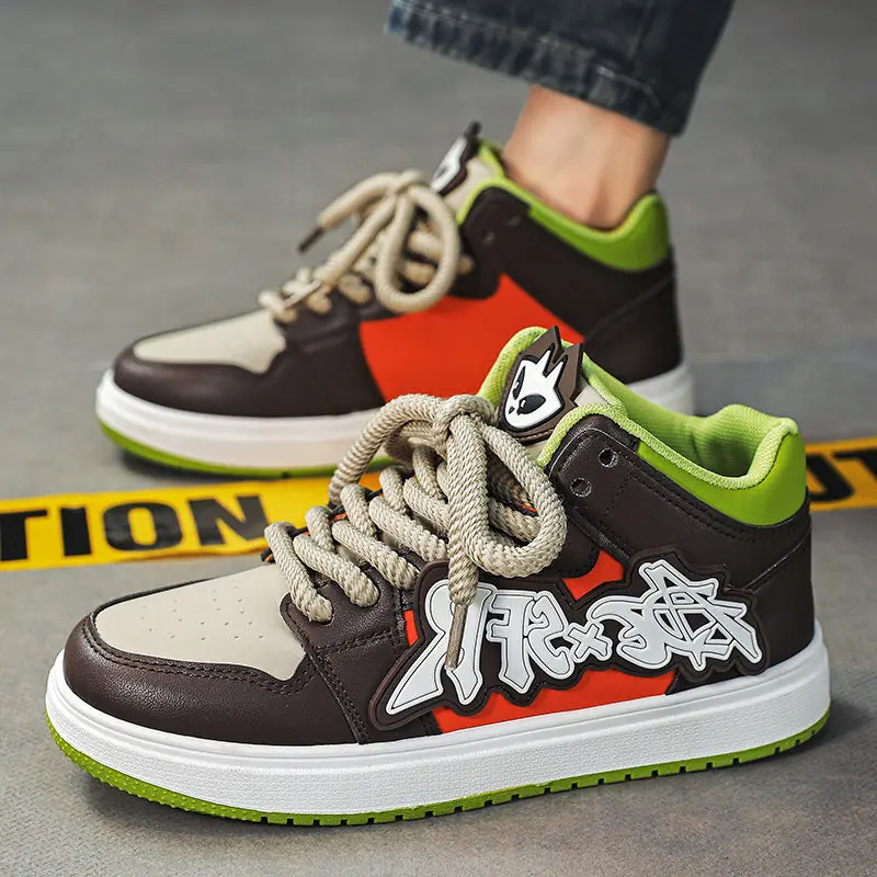 

Мужские весенне-осенние повседневные уникальные дизайнерские износостойкие спортивные модные кроссовки для подростков, высокий стиль, универсальные цветные блокированные