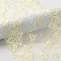Yellow Soft Mesh Tulle Embroidered Trim DIY Dress Sewing Crafts Embroidery Lace For Lingerie Underwear Lace Fabric Accessories