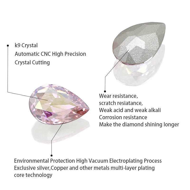 Lem 3D bentuk Drop 12x8MM pada batu Pointback K9 berlian imitasi kristal Efecct warna berlian berkilau untuk seni kuku DIY tas sepatu